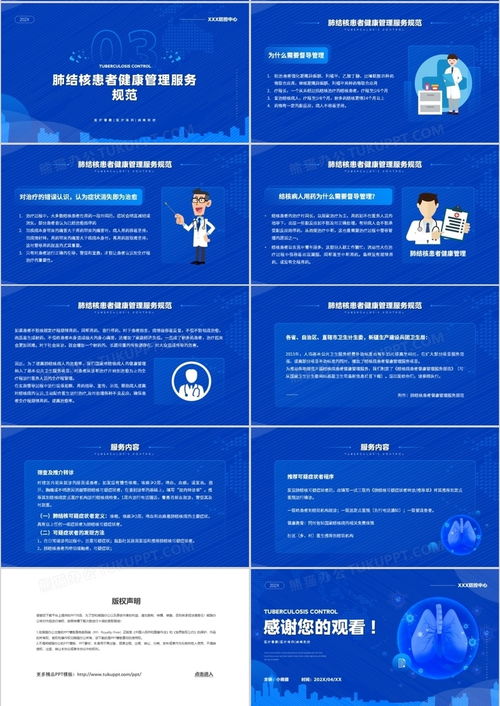 蓝色简约风肺结核患者健康服务管理服务规范ppt模板下载 熊猫办公